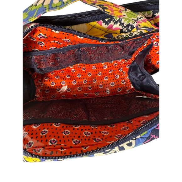 Vera Bradley Floral Quilted Travel Cosmetic Bag With Multi-Compartment Interior - Picture 4 of 6